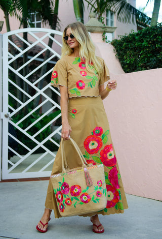 Anita Skirt in Poppy Patch Iced Coffe