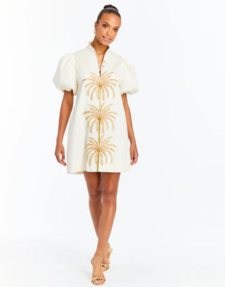 Elliana Mini Dress in Palm Ivory