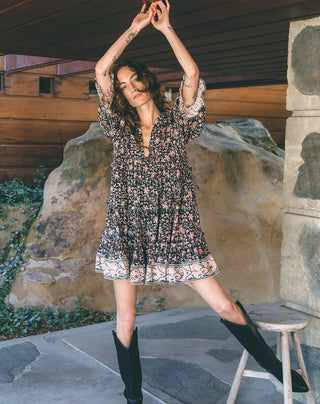 Lauren Mini Dress in Fan Print